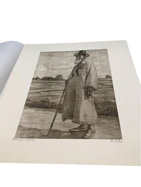 Vintage Korean Man Portrait Limited Edition Signed Art Print 15x13 Realism Ink
